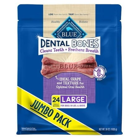 Blue Buffalo Dental Bones Large Natural ATT1Dental Chew Dog Treats Bag Jumbo Pack