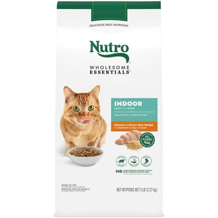 Nutro Wholesome Essentials Indoor Dry Cat Food  Chicken & Brown Rice Recipe  5 Lbs