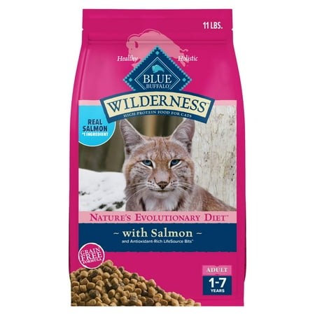 Blue Buffalo Wilderness Natural DPF11 High Protein Grain Free Salmon Dry Food for Adult Cats 11 Lbs