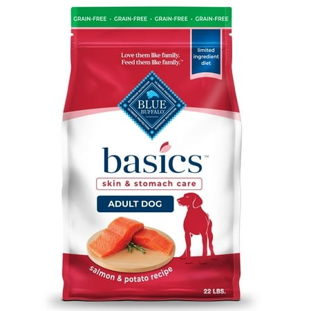 Blue Buffalo Basics Grain-Free XEF1 Dry Dog Food for Adult Dogs  Limited Ingredient Diet  Salmon Recipe  22-lb. Bag