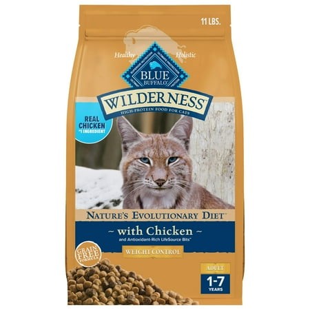 Blue Buffalo Wilderness Weight Control High-Protein  Grain-Free Natural Chicken Dry Food for Adult Cats  11 Lbs