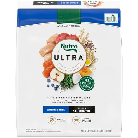 Nutro Ultra Adult Large SBF3 Breed Dry Dog Food  Chicken  Lamb and Salmon Protein Trio  13 Lb. Bag
