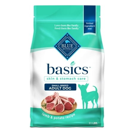Blue Buffalo Basics Grain-Free SBF3 Dry Dog Food for Small Breed Adult Dogs  Limited Ingredient Diet  Lamb Recipe  11-lb. Bag