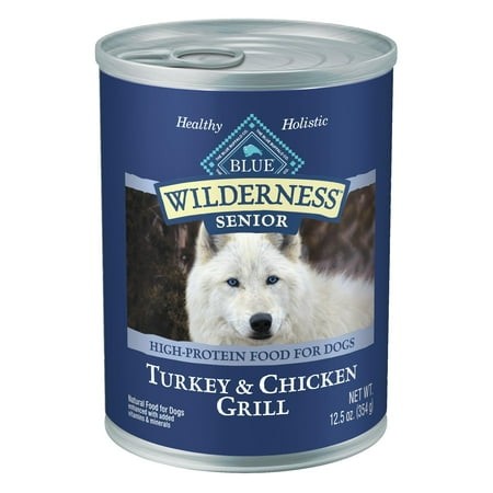 Blue Buffalo Wilderness Natural SBF3 High Protein Wet Food for Senior Dogs  Turkey & Chicken  12.5-oz Cans  12-Count