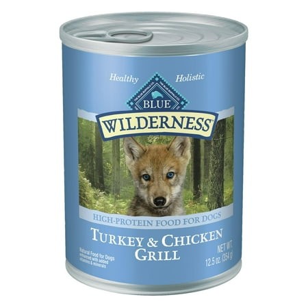 Blue Buffalo Wilderness Natural SBF3 High-Protein & Grain-Free Wet Food for Puppies  Turkey & Chicken  12.5-oz. Cans  12 Count