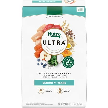 Nutro Ultra Senior Dry SBF3 Dog Food with a Trio of Proteins from Chicken  Lamb and Salmon  24 Lb. Bag