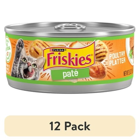 (12 Pack) Purina Friskies Pate  Poultry Platter  Wet Cat Food  5.5 Oz Can