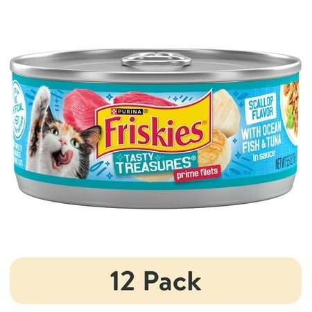(12 Pack) Purina Friskies Tasty Treasures Prime Filets  Tuna  Wet Cat Food  5.5 Oz Cans