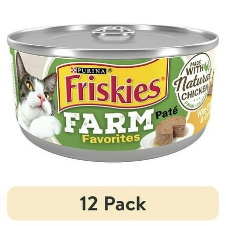 (12 Pack) Purina Friskies Farm Favorites Pate  Chicken Carrot  Wet Cat Food  5.5 Oz Can