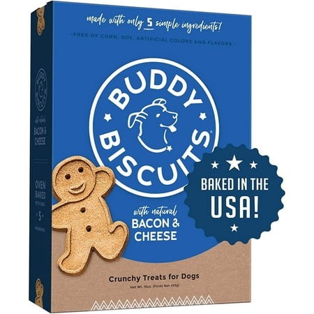 Cloud Star Original Buddy Biscuits Dog Treats Bacon and Cheese - 16 Oz Pack of 2