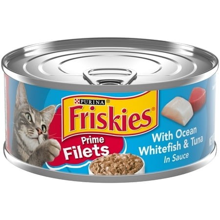 (12 Pack) Purina Friskies Prime Filets  Ocean Whitefish and Tuna in Sauce  Wet Cat Food  5.5 Oz Can