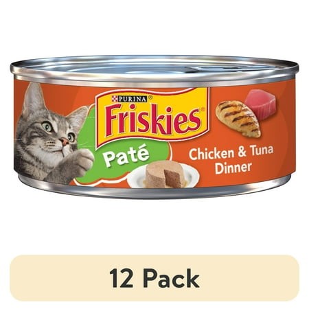 (12 Pack) Purina Friskies Pate  Chicken & Tuna Dinner  Wet Cat Food  5.5 Oz Can