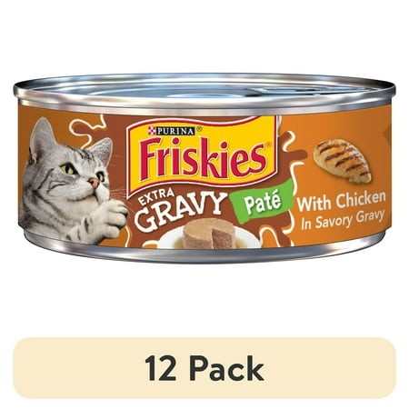 (12 Pack) Purina Friskies Pate  Extra Gravy with Chicken  Wet Cat Food  5.5 Oz Can