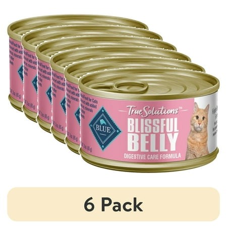 (6 Pack) Blue Buffalo True Solutions Digestive Care Wet Cat Food for Adult Cats  Made with Natural Ingredients  Chicken  3-oz. Cans (24 Count)