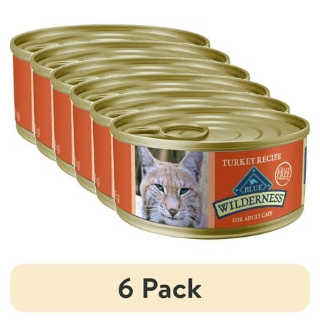 (6 Pack) Blue Buffalo Wilderness High-Protein Adult Cat Wet Food  Turkey  5.5-oz. Can