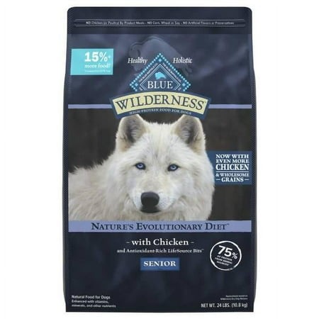 Blue Buffalo Wilderness 24 Lb High Protein Natural Wholesome Grains  Chicken Senior Dry Dog Food