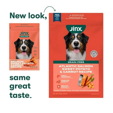 Jinx Salmon  Sweet Potato & Carrot Dry Dog Food  Grain Free  4 Lb. Bag