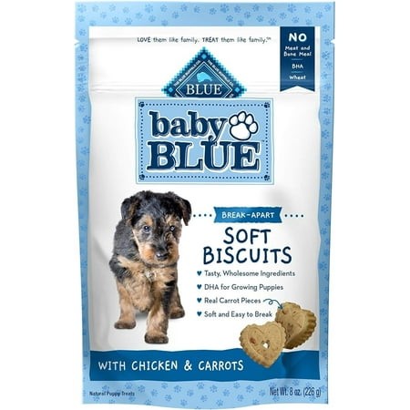 Blue Buffalo Baby BLUE Soft Biscuits with DHA  Natural Dog Treats for Puppies  Great for Training  with Chicken & Carrots  8-oz. Bag
