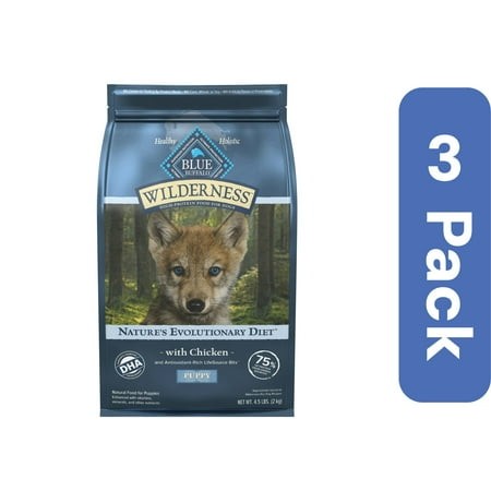 Blue Buffalo Dog Food Puppy Chicken Wilderness 4.5 Lb (Pack of 3)