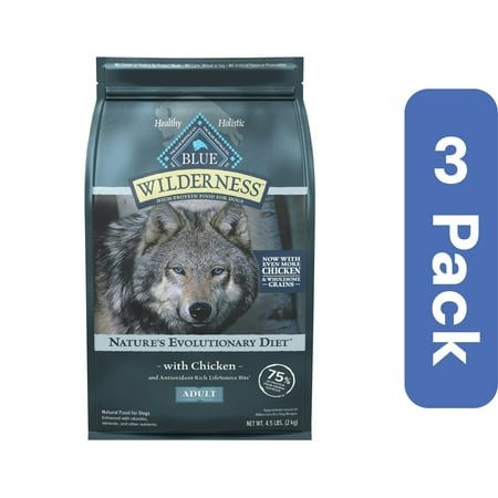 Blue Buffalo Dog Food Wilderness Adult Chicken 4.5 Lb (Pack of 3)