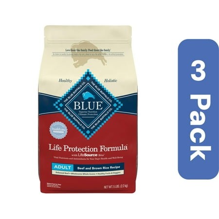 Blue Buffalo Beef Dog Food Adult 5 Lb (Pack of 3)