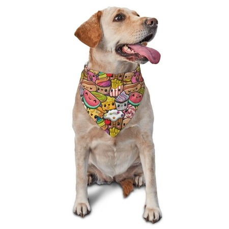 Naloa Fruit-Flavored Ice-Cream Dog Bandanas 1PC Washable Triangle Dog Scarfs Premium Durable Fabric  for Small Medium Large Dogs and Cats