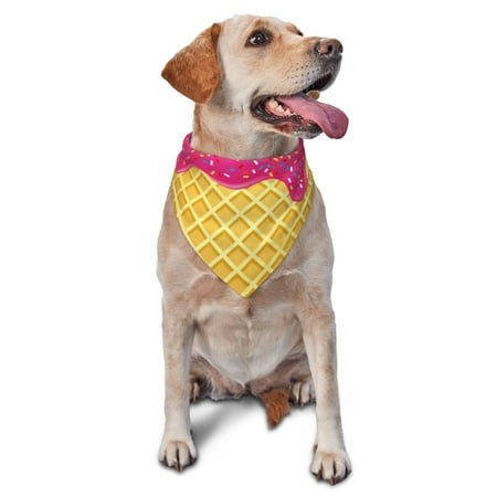 Naloa Red Ice Cream Dog Bandanas 1PC Washable Triangle Dog Scarfs Premium Durable Fabric  for Small Medium Large Dogs and Cats