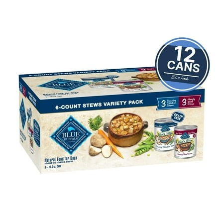2 Pack of Blue Buffalo Blue S Stew Natural Wet Dog Food  Hearty Beef and Country Chicken Variety Pack  12.5-oz. Cans (6 Count- 3 of Each Flavor)
