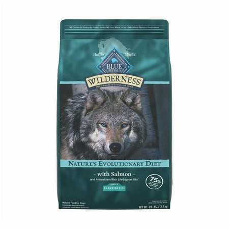 Blue Buffalo Wilderness Natural High-Protein Dry Food for Adult Dogs  with Wholesome Grains  Salmon  28 Lb. Bag