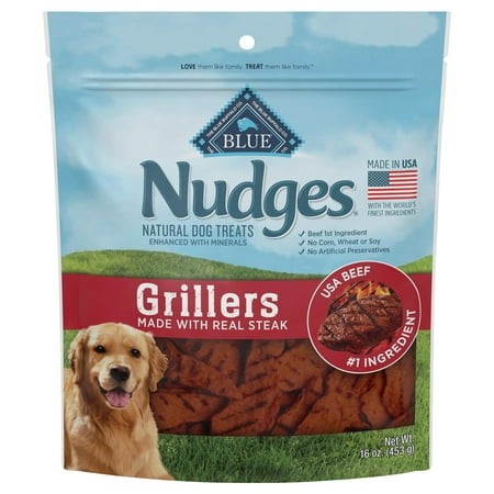 Blue Buffalo Nudges Grillers MMF7 Natural Dog Treats  Made in the USA with Real Steak  16-oz. Bag