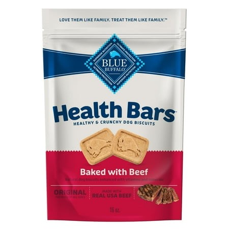 Blue Buffalo Health Bars MMF7 Crunchy Dog Biscuits  Oven-Baked with Natural Ingredients  Beef  16-oz. Bag