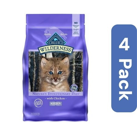 Blue Buffalo Kitten Chicken Cat Food 4 Lb (Pack of 4)