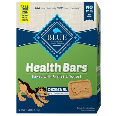 Blue Buffalo Health Bars Crunchy Dog Biscuits  Oven-Baked with Natural Ingredients  Apples and Yogurt  3 Lb. Box