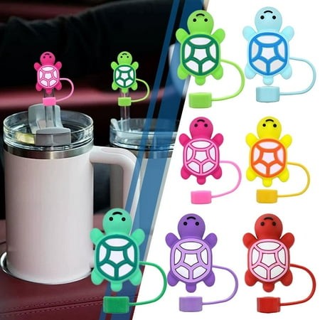 01+02+03+04+05+06+07+08+099pcs New Style Cartoon Turtle Straw Cap 10mm Universal Semi-Stereoscopic Color Soft Glue Straw Cap Dustproof Straw Plug for 