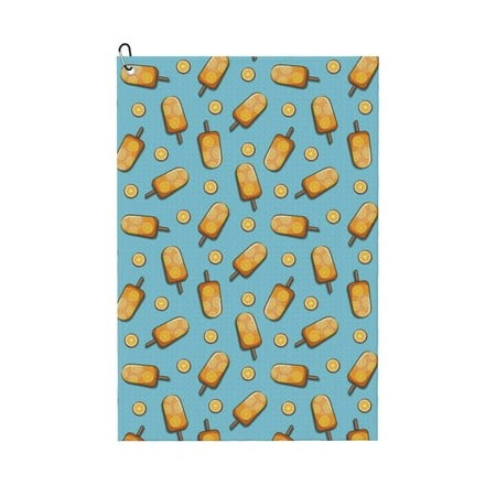 Lsque Lemon Ice Cream Premium Golf Towel - Ultra Absorbent and Quick Drying Microfiber Towel with Carabiner - Gift for Men -24  X 16