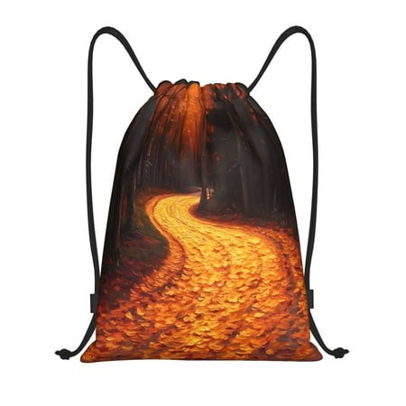 Drawstring Backpack - Serene Autumn Forest Path a Gym Bag for Women Men Water Resistant Drawstring Bags Sackpack for Gym Shopping Sport Yoga