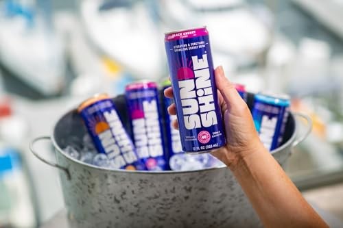 Sunshine Sparkling Energy Drink, Black Cherry with Daily Essential Vitamins, 360mg of Electrolytes, 70mg of Natural Caffeine, 12 Fl Oz (Pack of 12) thumbnail
