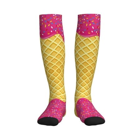 Qekee Red Ice Cream Compression Socks the Ultimate Choice for Both Women and Men Seeking Premium Foot Care During Athletic Sports  and Everyday Wear
