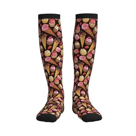 Qekee Ice Cream Cake Compression Socks the Ultimate Choice for Both Women and Men Seeking Premium Foot Care During Athletic Sports  and Everyday Wear