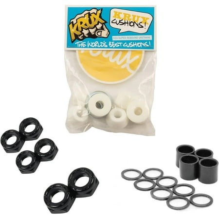2pcs Krux Skateboard Bushings Worlds Best Cushions 92A White with Dime Bag Axle  Kingpin Nuts and Speed Kit - Rebuild/Refresh Pack That Fits Almost Al