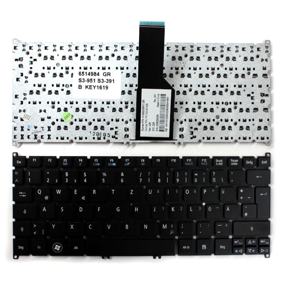 Acer Aspire One AO756-4890 Black German Layout Replacement Laptop Keyboard