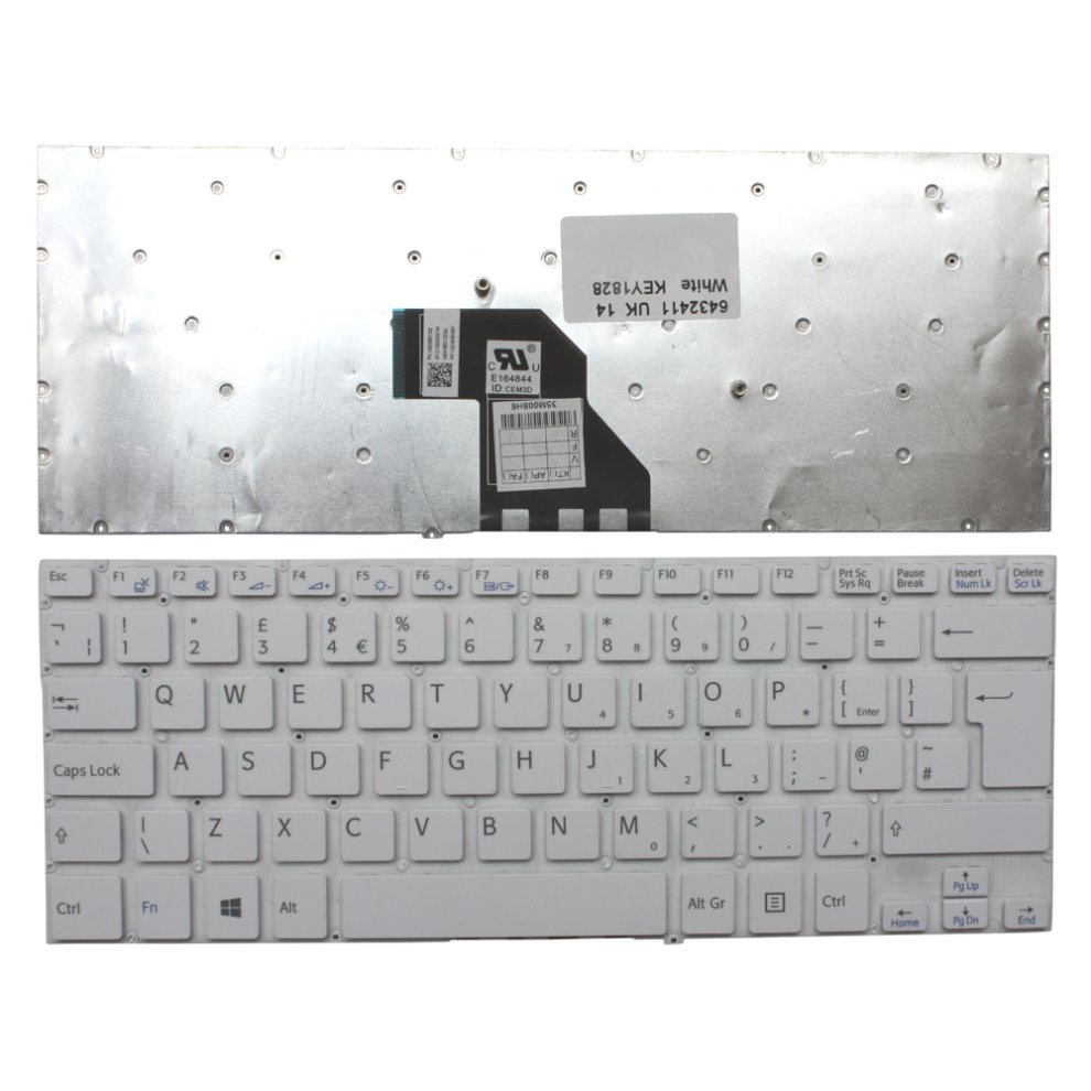 Sony MP-12Q16GB-9201 White Windows 8 UK Layout Replacement Laptop Keyboard