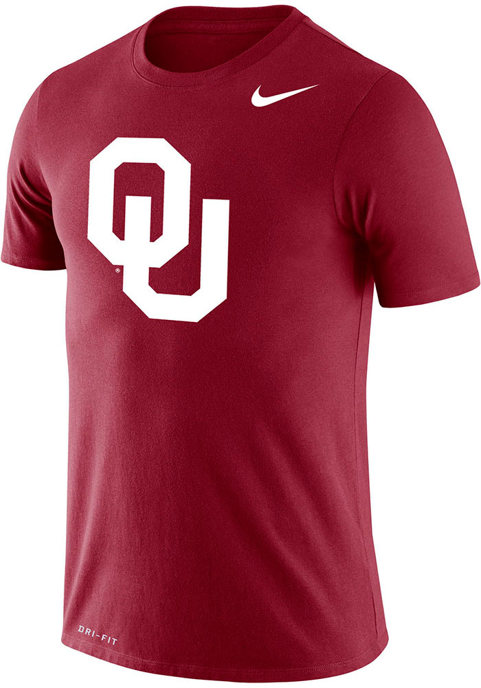 Nike Oklahoma Sooners Crimson Logo Short Sleeve T Shirt, Crimson, 65% COTTON / 35% POLYESTER, Size M