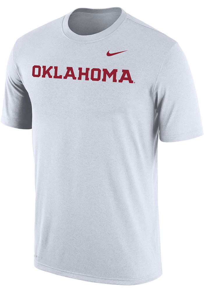 Nike Oklahoma Sooners White Word Short Sleeve T Shirt, White, 65% COTTON / 35% POLYESTER, Size S