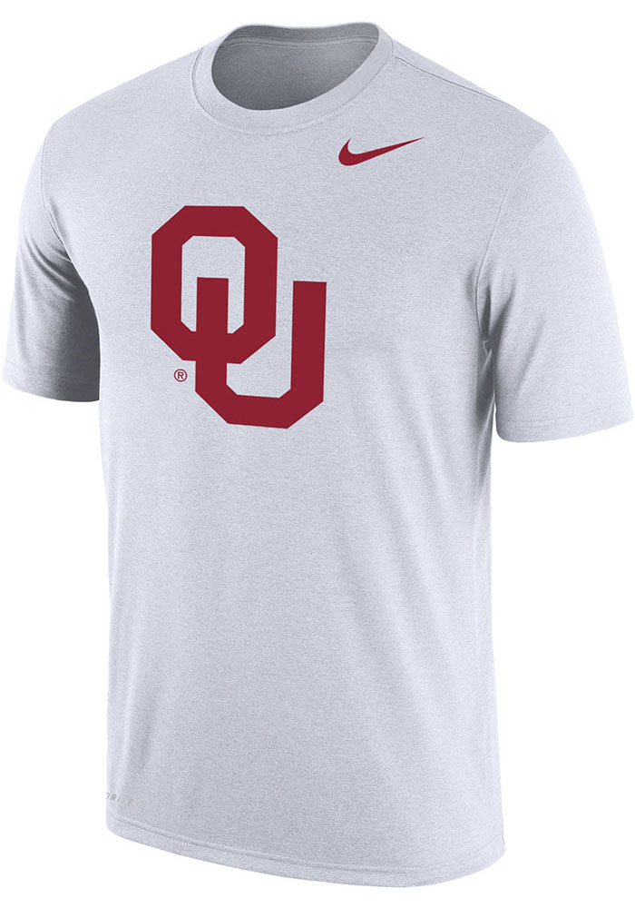 Nike Oklahoma Sooners White Word Short Sleeve T Shirt, White, 65% COTTON / 35% POLYESTER, Size M
