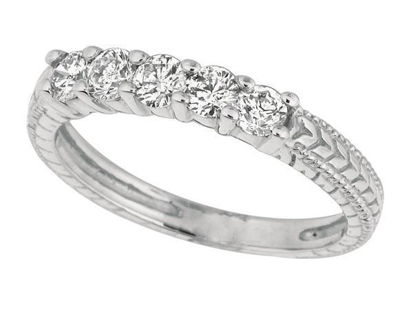 Harry Chad Enterprises 9318 0.50 CT White Gold 14K Round Brilliant Diamond Diamond 5 Stones Band Ring