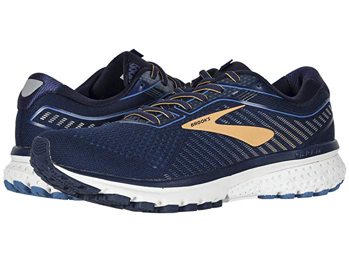 Men's Brooks Ghost 12 Running Shoe, Size: 11 4E, Navy/Deep Water/Gold