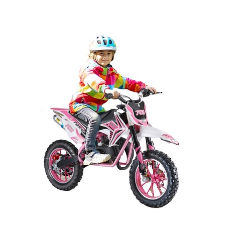 ZNNT Kids 49cc Mini Dirt Bike 2-Stroke Gas Ride-on Motorcycle Pocket Motorbike with Disc Brake up to 30 Km/h (Pink)