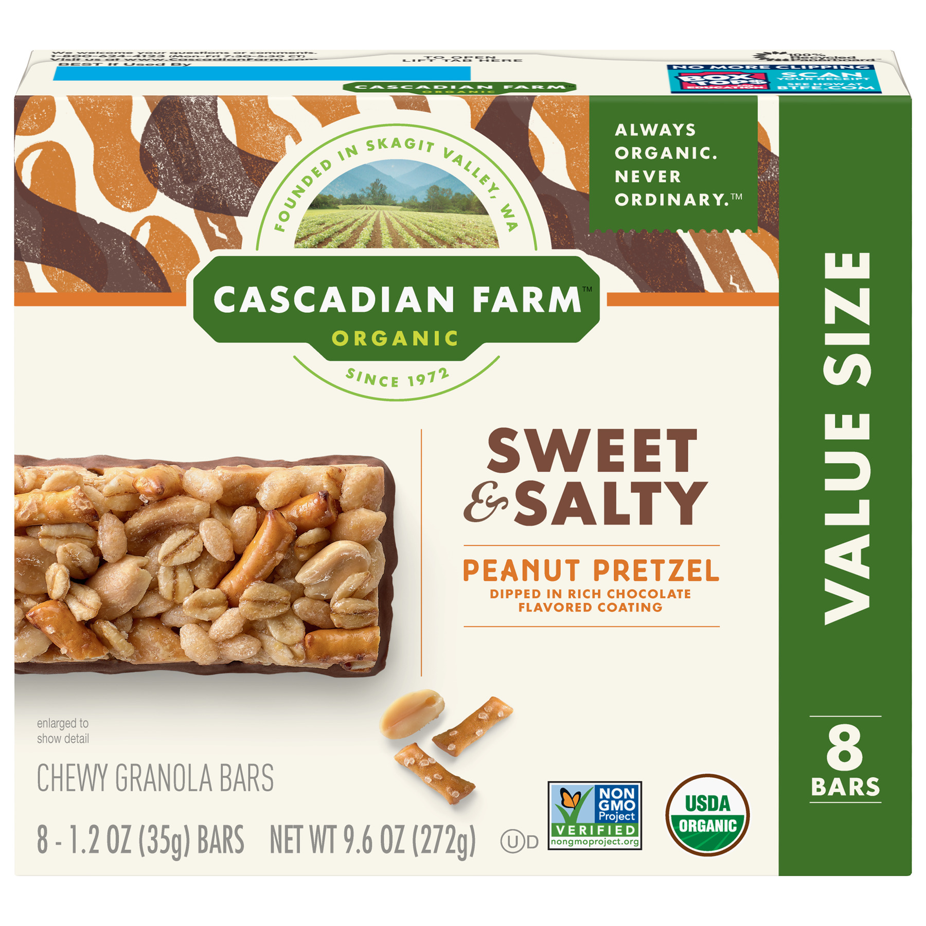 PEANUT PRETZEL DIPPED IN RICH CHOCOLATE FLAVORED COATING SWEET & SALTY CHEWY GRANOLA BARS, PEANUT PRETZEL