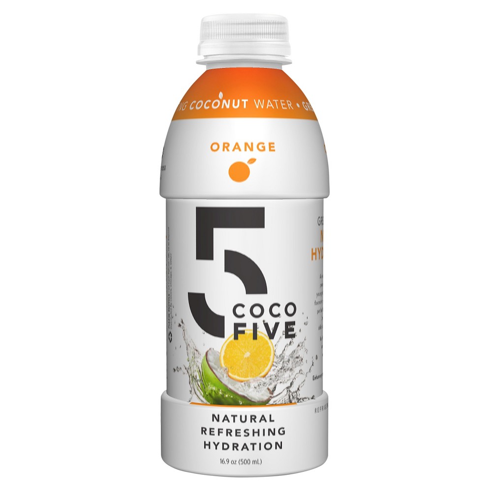 COCO5 All Natural Coconut Water- Citrus Splash Flavor - 16 Fl Oz Bottle
